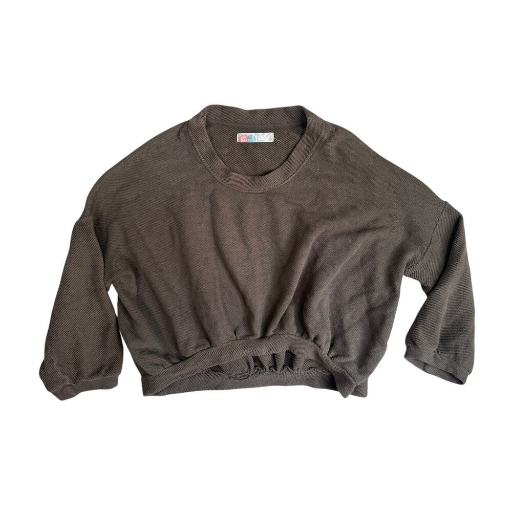 Free People Beach Happy Oversized Pullover Sweatshirt Knit Brown S